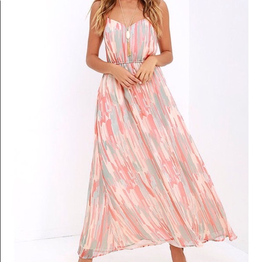 Peach Print Maxi Dress